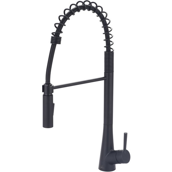Olympia Single Handle Pre-Rinse Spring Pull-Down Kitchen Faucet in Matte Black K-5015-MB
